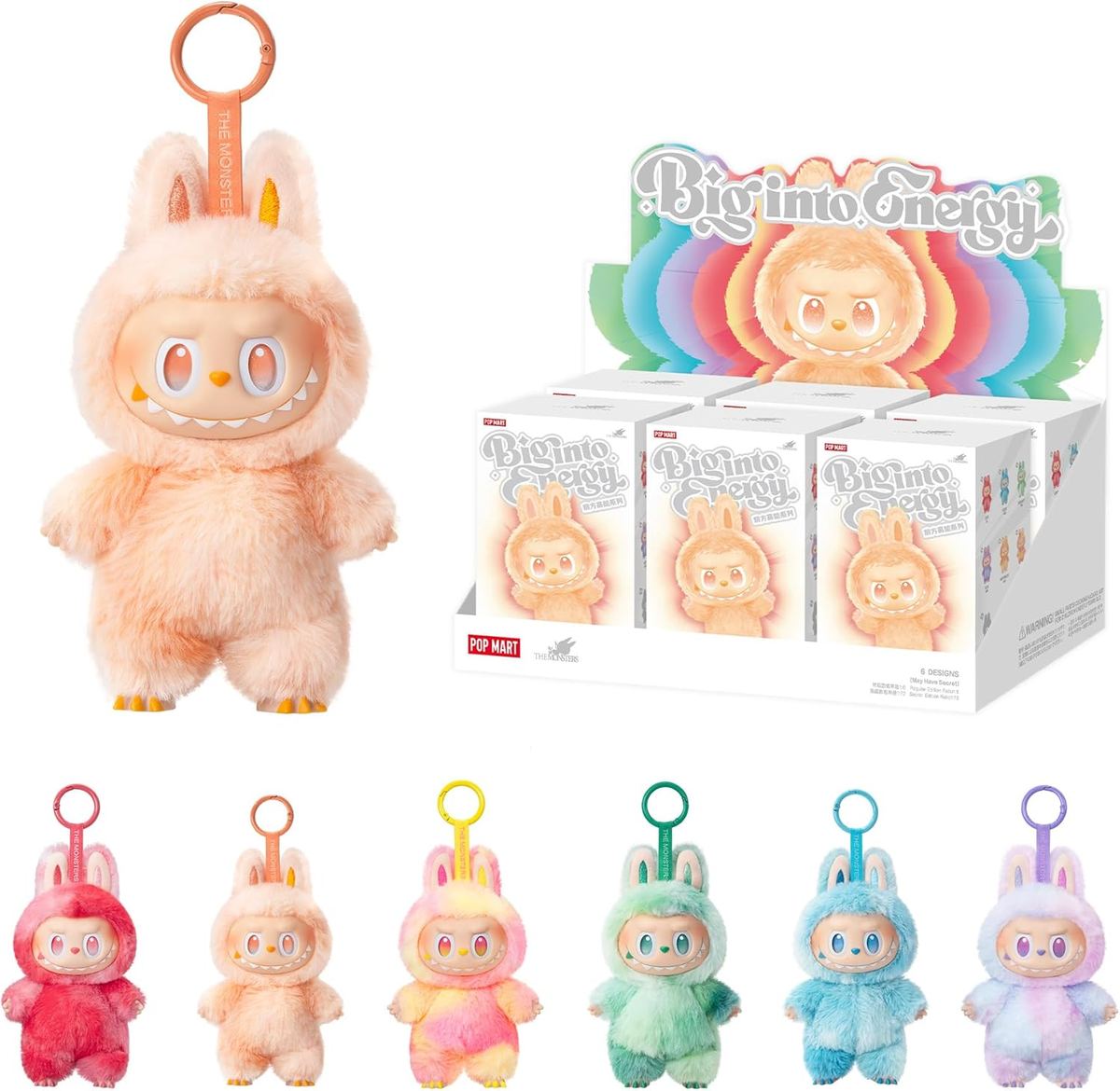 Official Big Into Energy Labubu vinyl plush pendant with whole set display box and all six tie dye figures